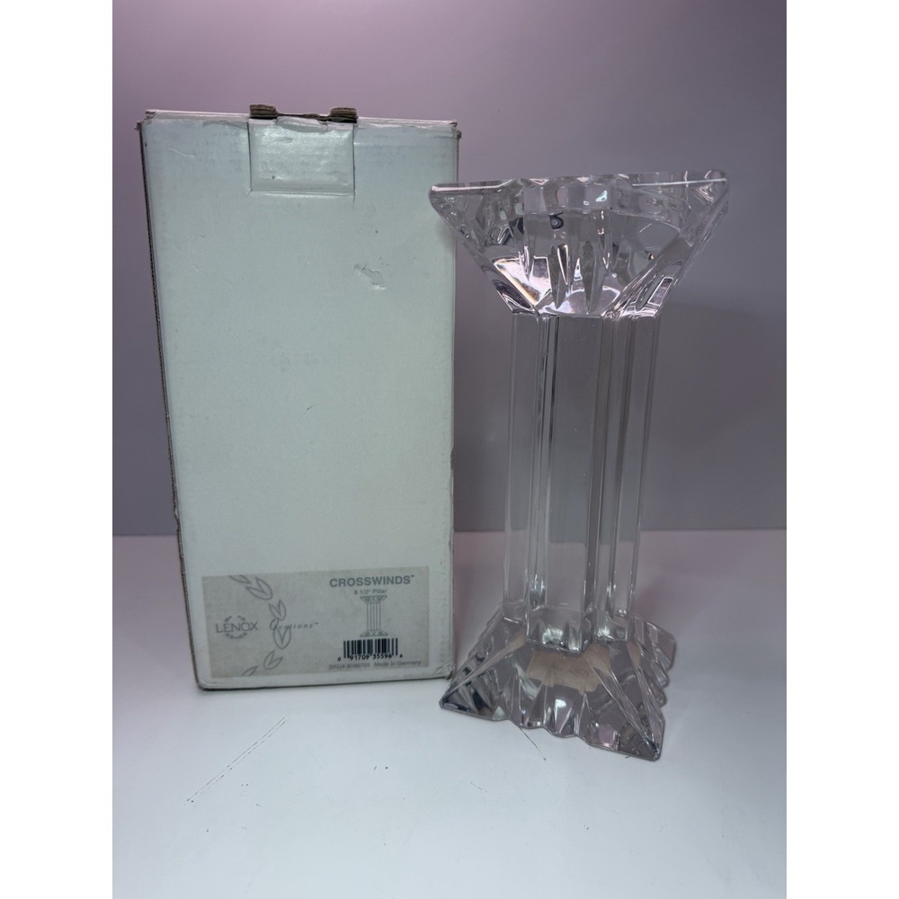 Lenox Ovations Crosswinds 8.5" Crystal Pillar Holder Germany w/ Box SKU 6086755